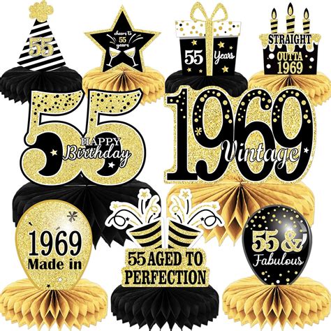 9pcs 55th Birthday Decorations 55th Birthday Centerpieces For Table Decorations 2024