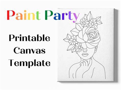 Diy Paint Party Pre Drawn Canvas Stencil Adult Painting Etsy