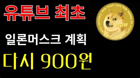 도지코인 유튜브 최초 공개 일론머스크의 계획 다시 900원 돌파하는 도지 도지코인전망 도지코인 비트코인