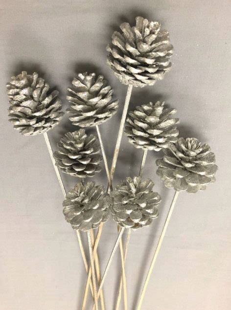 Natural Pine Cones On Sticks 8pcconespine Cones On Etsy