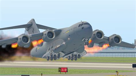 World S Heaviest C 17 Emergency Landing When Engines Catch Fire [xp11] Youtube