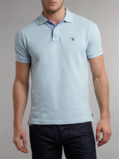 Gant Regular Fit Solid Pique Polo Shirt In Light Blue Blue For Men Lyst