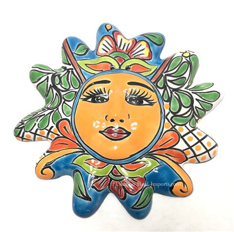 Mexican Wall Hanging Talavera Pottery Sun Face 10" TSM2014 – Camino ...