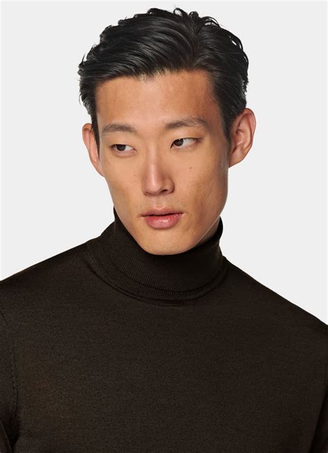 Dark Brown Merino Turtleneck In Pure Wool SUITSUPPLY SUITSUPPLY US