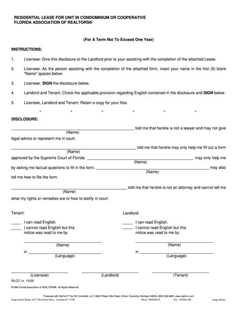 Rlcc Condominium Rental Florida Form Fill And Sign Printable