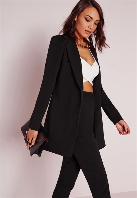 Missguided Longline Blazer Black Blazers For Women Long Black Blazer Long Blazer Outfit