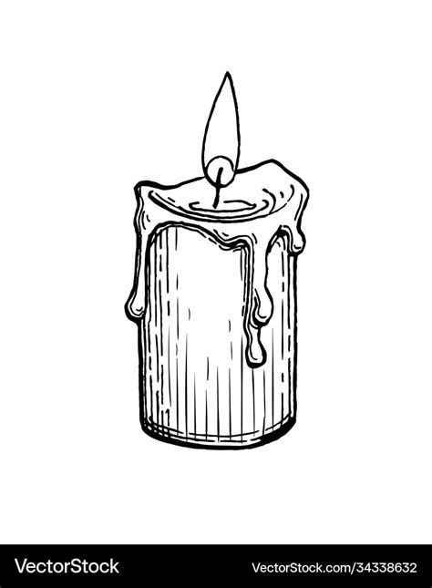 Ink Sketch Burning Candle Royalty Free Vector Image