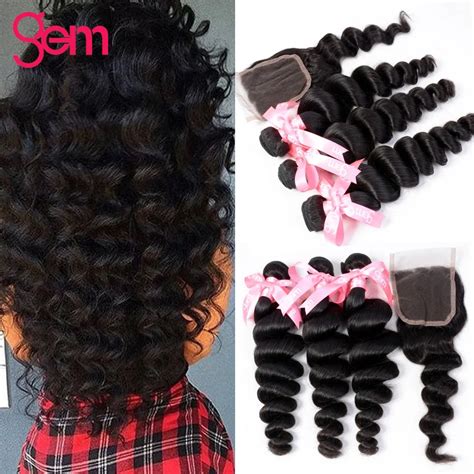 Loose Deep Wave Bundles With Closure Raw Indian Human Hair Weave