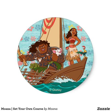 Moana Set Your Own Course Classic Round Sticker Disney