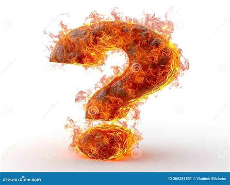 Fiery Burning Question Mark On A Light Background Stock Image