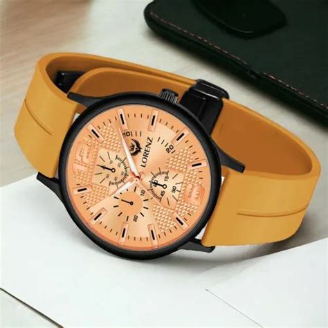 Buy Lorenz Slim Case Analog Watch With Yellow Magnetic Lock Strap