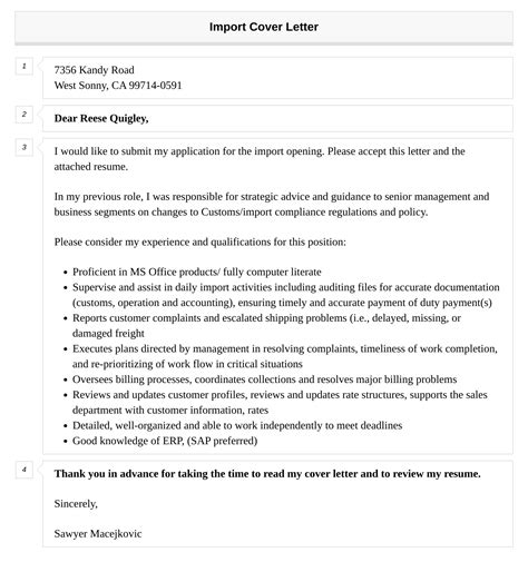 Import Cover Letter Velvet Jobs