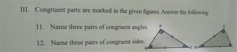 Solved III Congruent Parts Are Marked In The Given Figures Answer