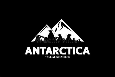 Antarctica Ice Snow Mountain or Iceberg with Polar Penguins Logo Design Stock Illustration ...