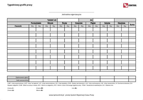 Grafik Czasu Pracy Pobierz Darmowy Wz R Tpm Control