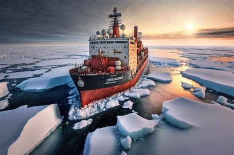 Navio Quebra Gelo Do Rtico Abre Caminho Atrav S Do Mar Congelado