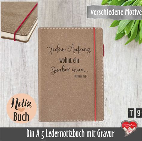 Hellbraunes Leder Notizbuch Mit Gravur Personalisierte Notizbuch Mit