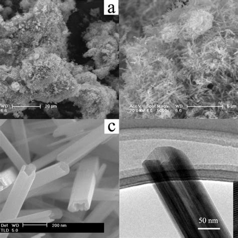 FESEM And TEM Images Of As Prepared MnO2 Nanorods A FESEM Image At