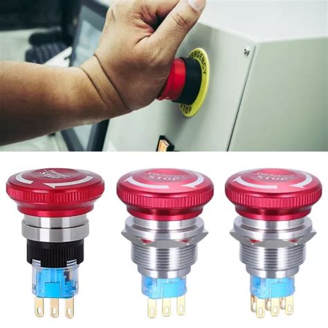 SELF LOCKING 16 19 22MM EMERGENCY Stop Switch Mushroom Head Button