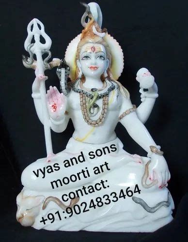 White Painted Lord Shiva Marble Statue For Worship Size Min Inch