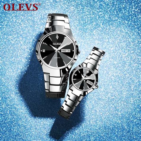 Olevs Couple Tungsten Steel Analoge Quartz Watch Price In Bangladesh