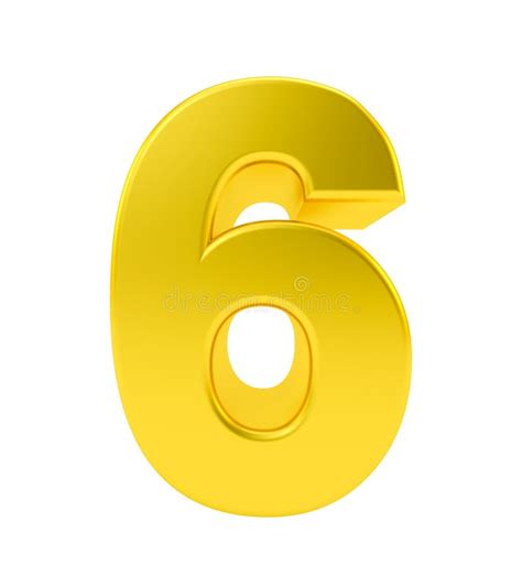 Gold Metal Number 6 Six Isolated On White Background 3d Rendering