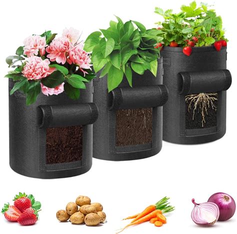 Potato Grow Bag 3 Pack 15 Gallon Vegetable Grow Plant Bags Breathable