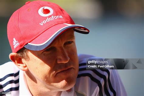 England coach Andy Flower talks to the media at the team hotel during ...