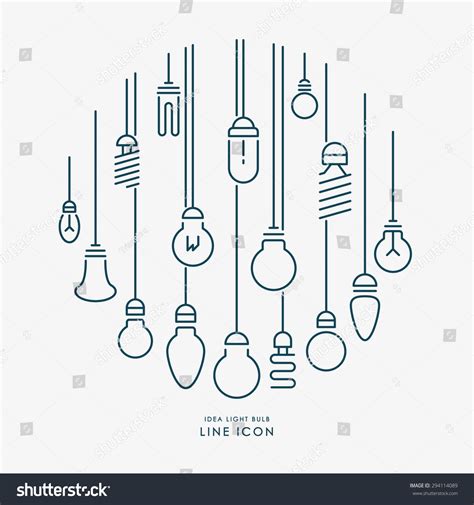 Creative Idea Light Bulb Line Icons Infographic Royalty Free Stock