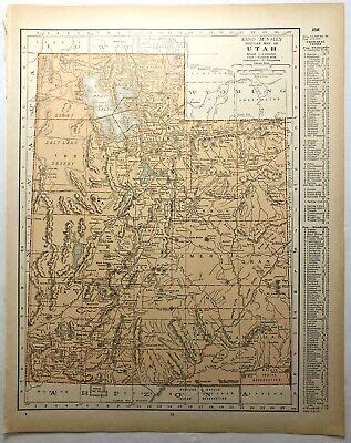 1937 VINTAGE UTAH Atlas Map Antique Rand McNally World Atlas 6 29