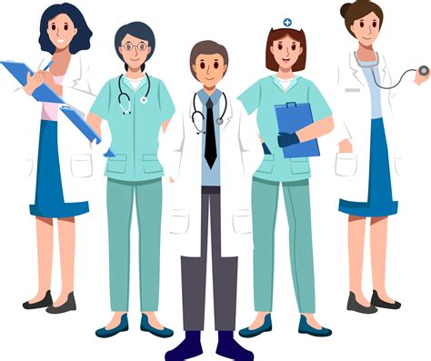 Medical Team Doctors And Nurse Assistant Cartoon Characters