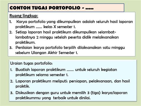 Contoh Portofolio Tugas Dalam Pembelajaran Yang Mencakup Materi Dan