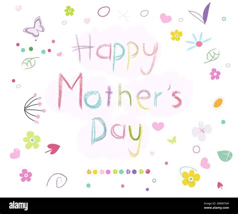 Happy Mothers Day Doodle Greeting Card Background Stock Vector Image