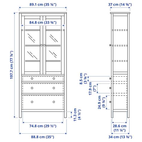 Hemnes Glass Door Cabinet With 3 Drawers White Stain 35 38x77 12 Ikea