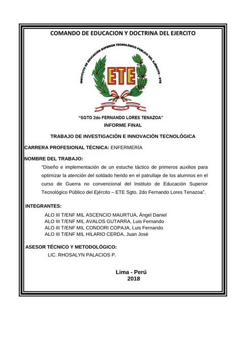 Pdf Comando De Educacion Y Doctrina Del Ete Edu Pe Investigacion