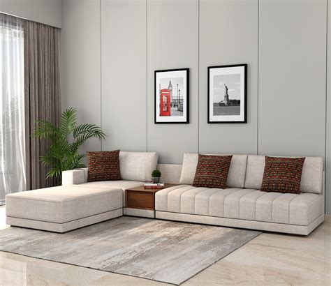 Buy Oasis L-Shape Left Aligned Sectional Sofa (Cotton, Jade Ivory) at 35% OFF Online | Wooden Street