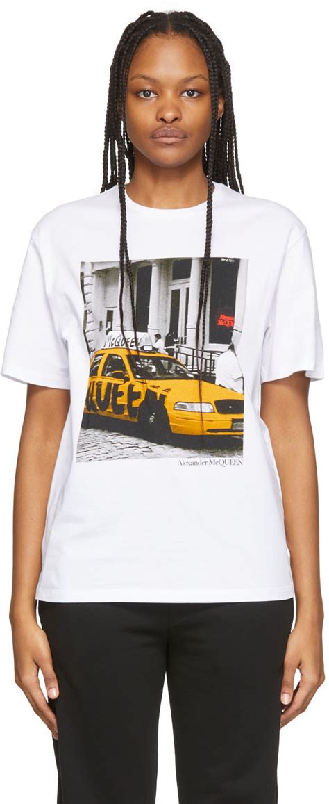 Alexander McQueen White Cotton Graffiti New York T Shirt Alexander McQueen