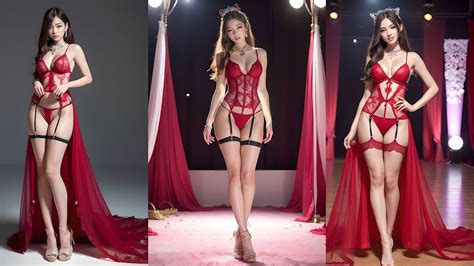 4k Ai 룩북 런웨이 빅토리아 Red Lingerie 컨셉 Youtube