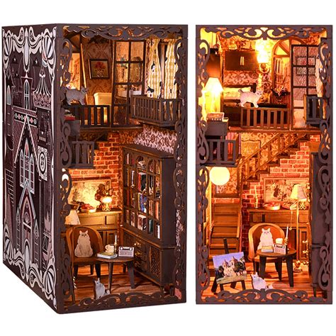 Ghojet Diy Book Nook Kit D Wooden Puzzle Bookshelf Insert Decor Diy