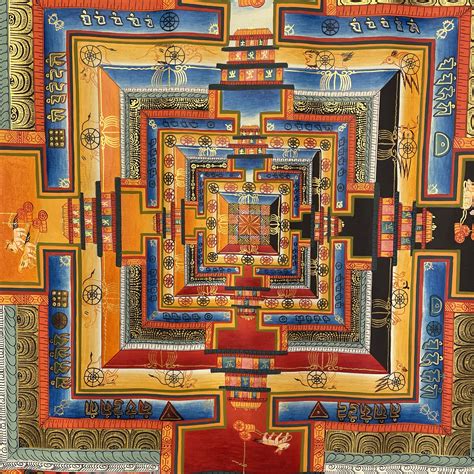 Buddhist Hand Painted Thangka Of Kalachakra Mandala Real Gold Lamasart