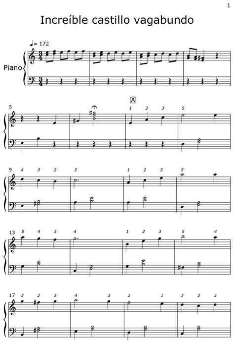 Increíble Castillo Vagabundo Sheet Music For Violin
