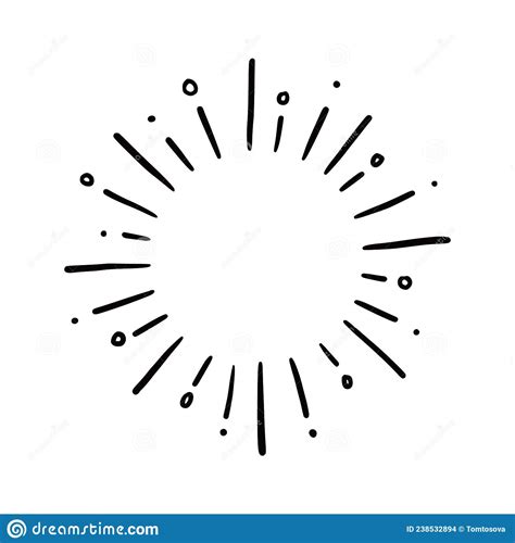 Hand Drawn Sunburst Shine Ray Doodle Stock Vector Illustration Of