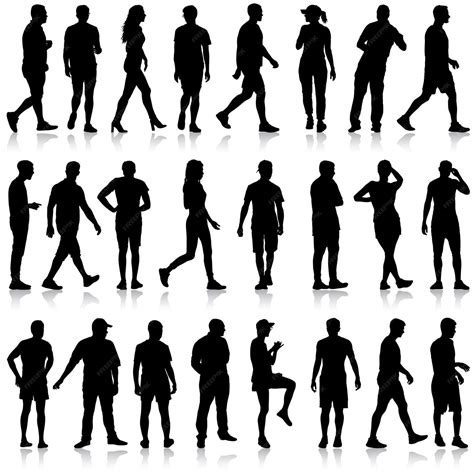 Premium Vector Silhouette Group Of People Standing On White Background