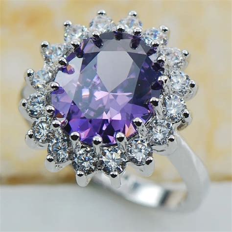 Purple Crystal Zircon 925 Sterling Silver Top Quality Fancy Jewelry ...