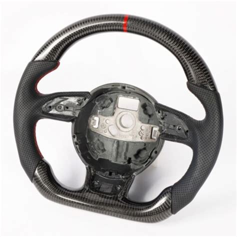 Carbon Fiber Flat Sports Steering Wheel Red Ring For Audi B A A A