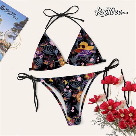 Night Tropical Crown Royal Swimsuit String String Triangle Bikini