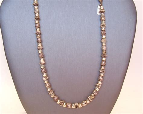 Napier Silver Metal Smooth And Textured Bead Necklace 18 Inch Etsy