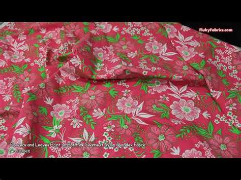 Flowers And Leaves Print On Hot Pink Swimsuit Nylon Spandex Fabric Fluky Fabrics Online Shop