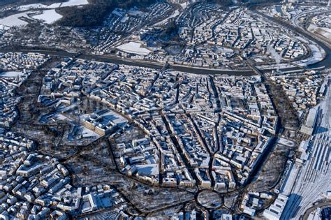 W Rzburg Aus Der Vogelperspektive Winterluftbild Stadtzentrum Im