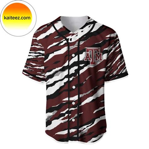 Texas Aandm Aggies Baseball Pattern White Red Baseball Jersey Kaiteez